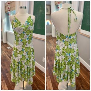 Vintage Y2K floral halter dress Green Juniors size 3